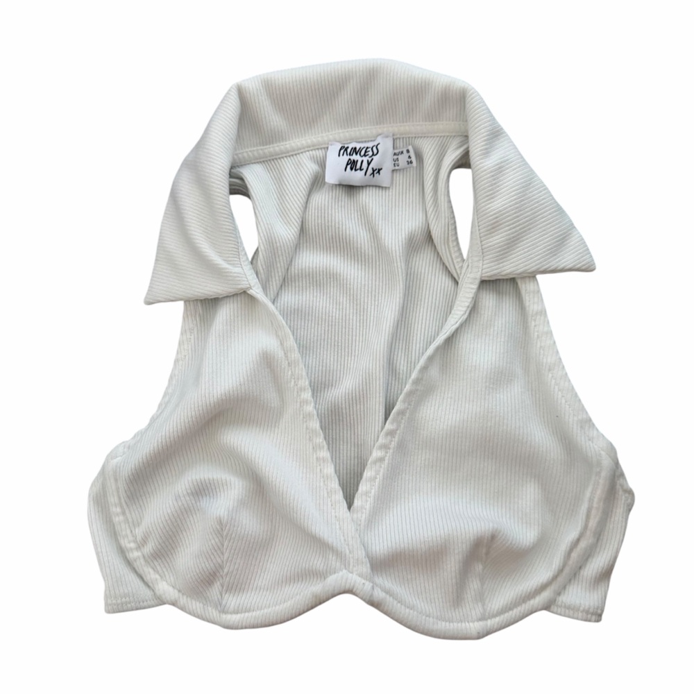 Princess Polly Cream Ribbed Underwire Tank
